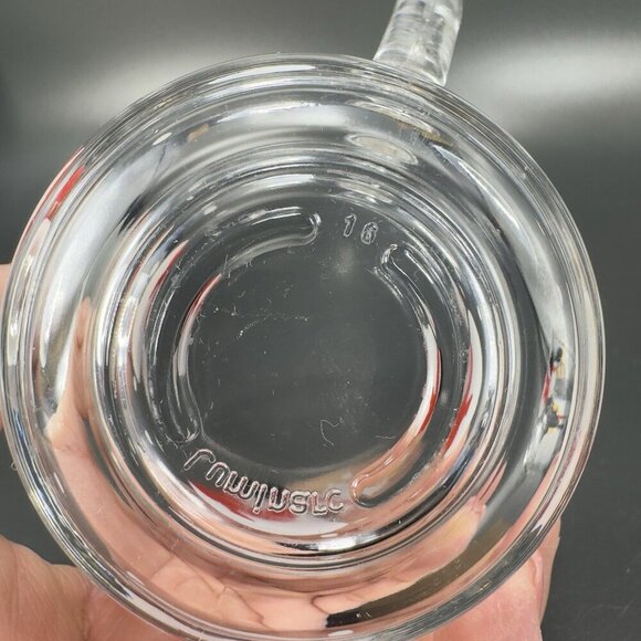 Luminarc Clear Glass Cup Mug Snow Snowman Holiday Christmas Set 2 Mugs Cups VTG - Picture 5 of 7